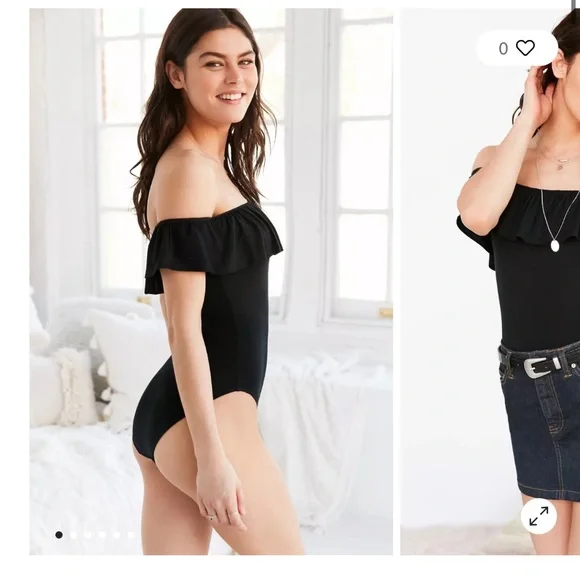 Urban Outfitters ‘Out From Under’ Off The Shoulder Ruffle Bodysuit - Picture 2 of 8